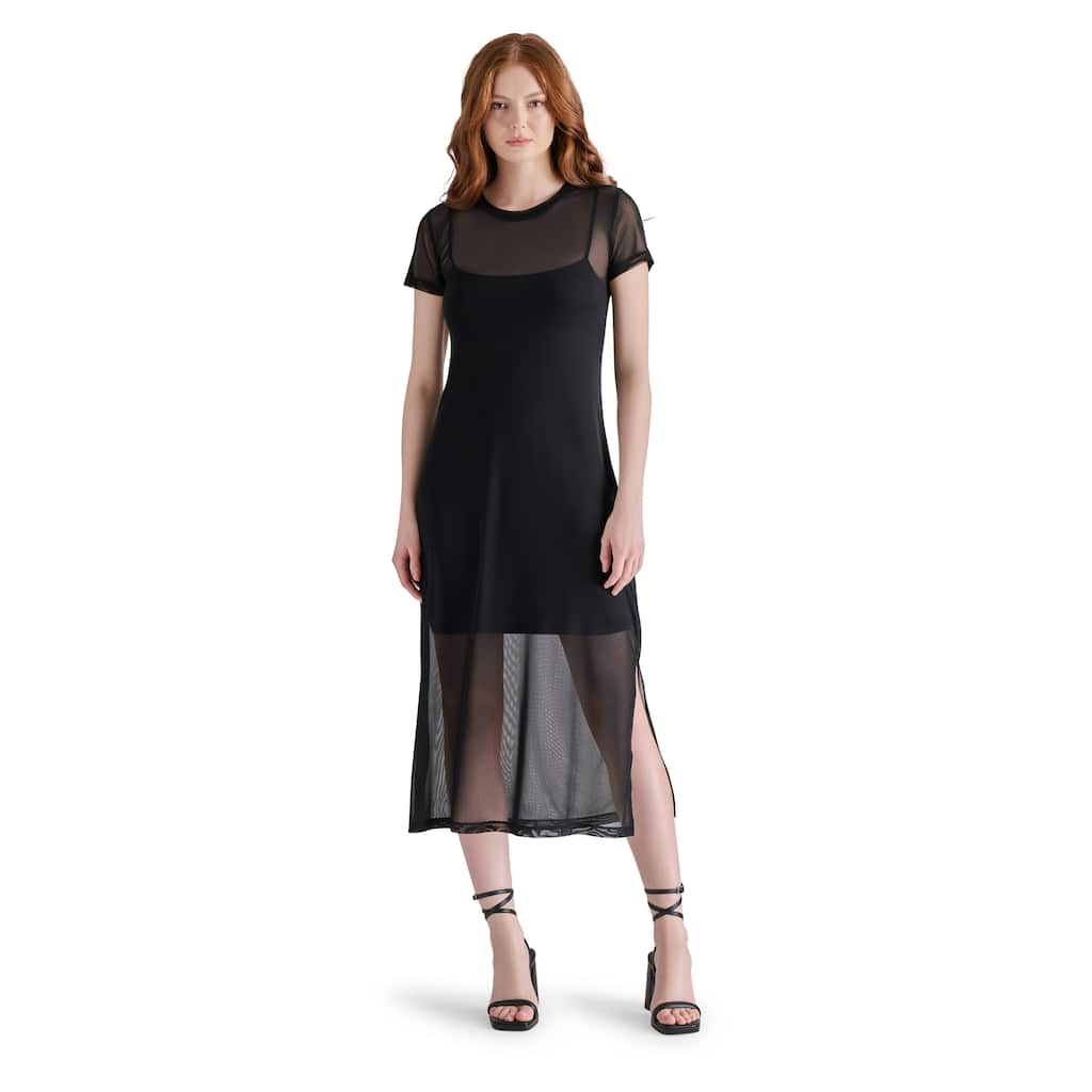 Steve Madden Mesh Crewneck T-Shirt Dress