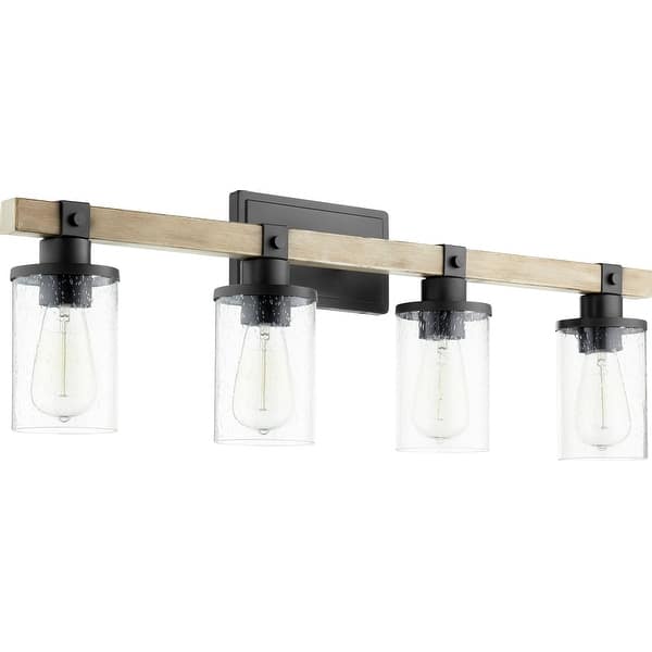 slide 1 of 1, Quorum International Alpine 4 Light 33" Wide Vanity Light Noir / Driftwood