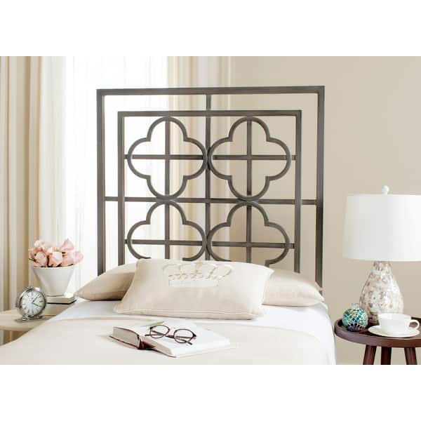 slide 2 of 3, SAFAVIEH Lucina French Antique Iron Metal Quatrefoil Headboard (Twin)