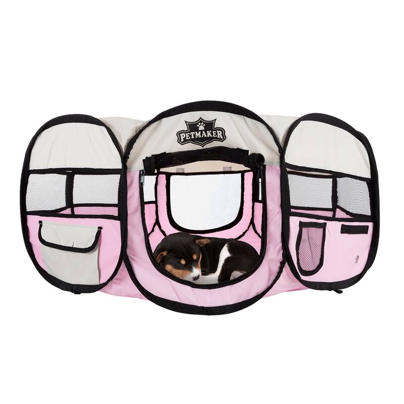 Petmaker Portable Pet Playpen - Pop-Up Dog Kennel with Carry Bag