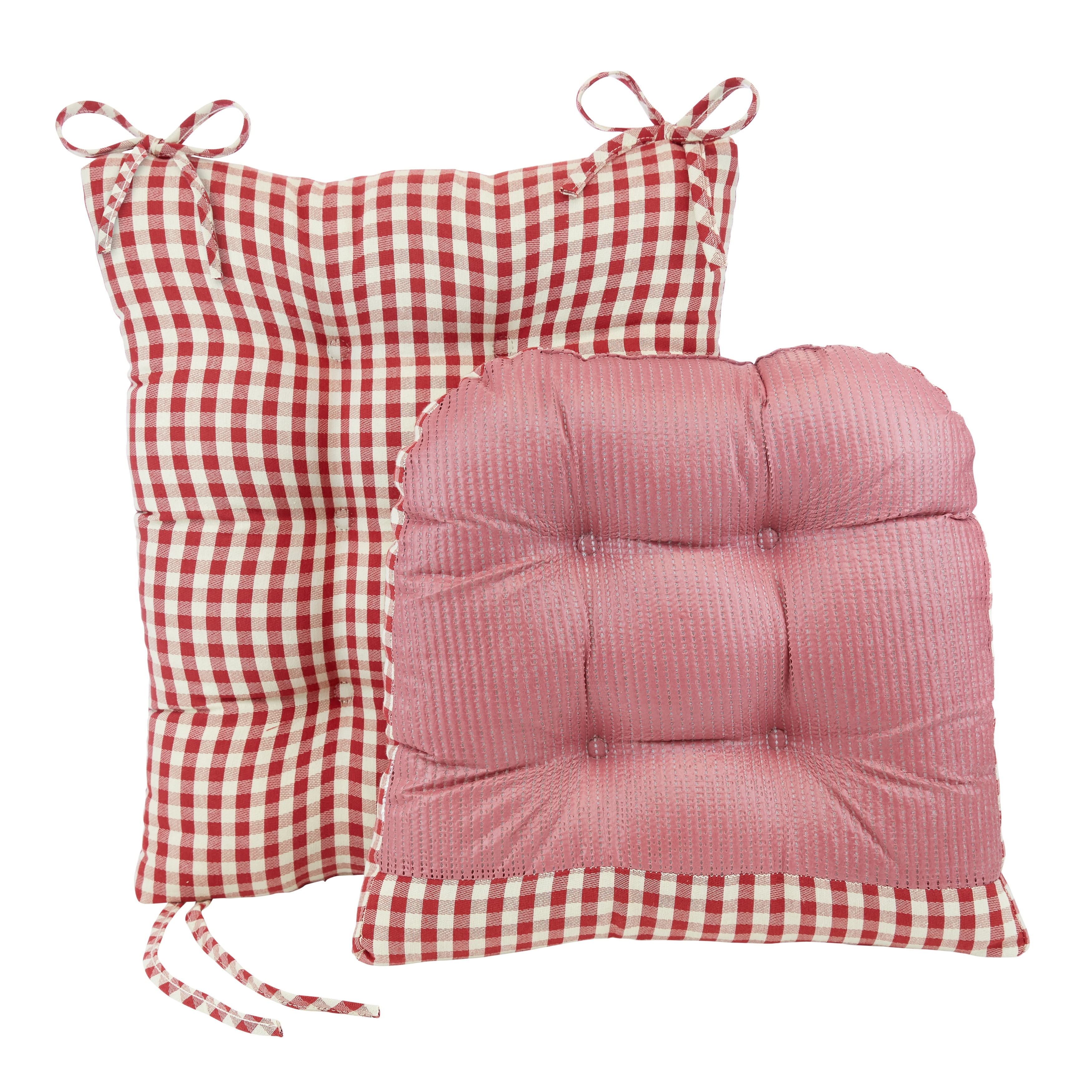 Gripper Gingham Rocking Chair Seat Cushion Set with Gripper