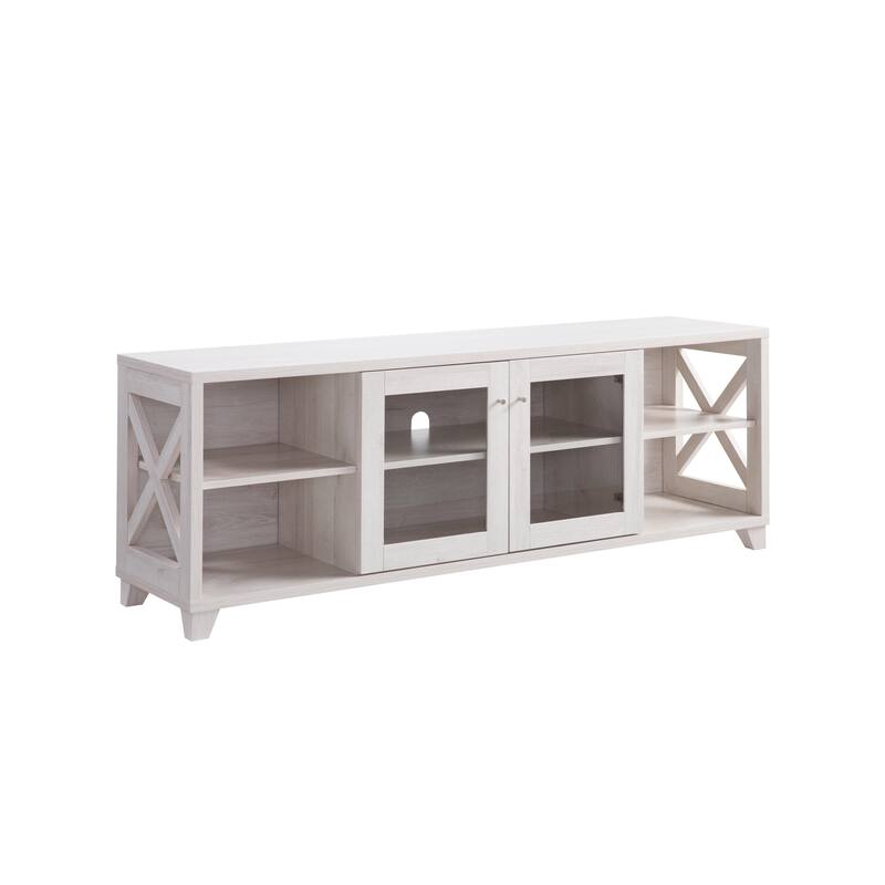 HomeRoots 60" Oak Wood Enclosed and Open Storage TV Stand - 60.00 in. x 22.00 in. x 15.50 in.