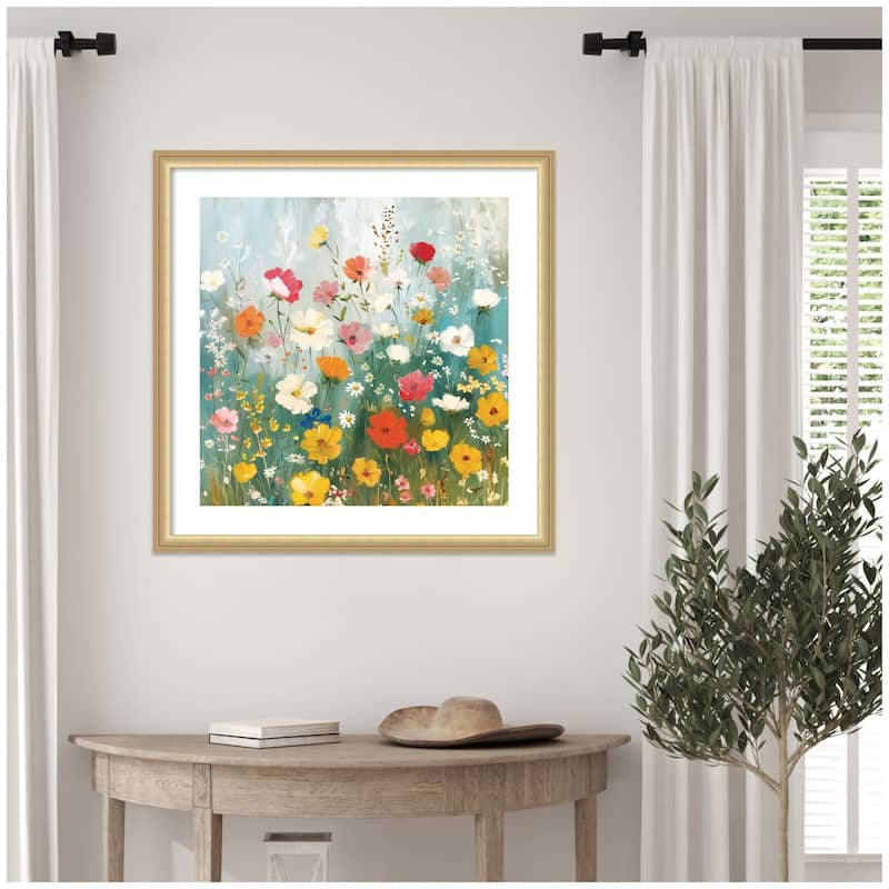 Kate and Laurel Framed Art Boho WIldflower Garden by The Creative Bunch Studio