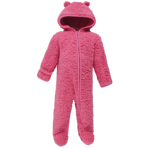slide 1 of 1, Hudson Baby Faux Shearling Bunting 1pk, Dark Pink 0-3 Months - Dk Pink