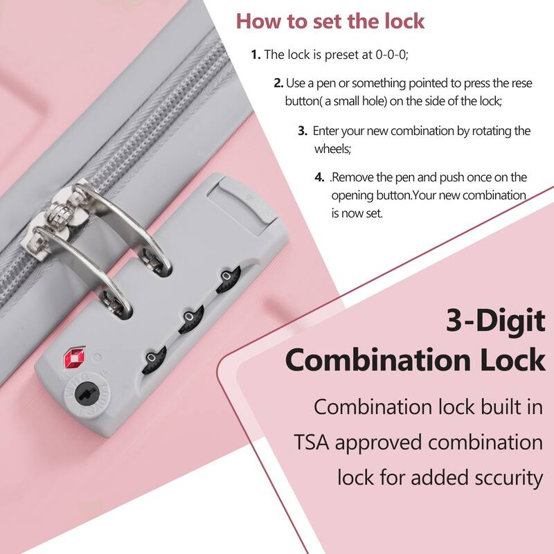 3-Piece, 20 Inch Modern Lightweight Hard Shell Luggage with 3-Level Telescopic Handle Spinner Wheels, for Boarding Travel