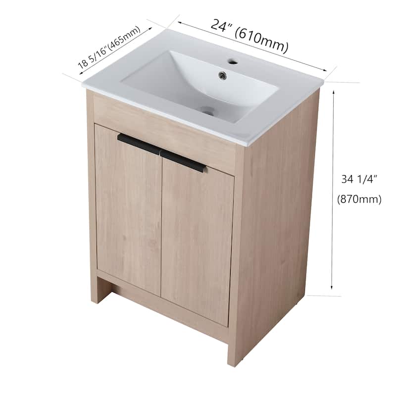Bathroom Vanity With Sink In 24/30/36 Inch, Freestanding Bathroom Vanity With Soft Close Door and Adjustable Shelf