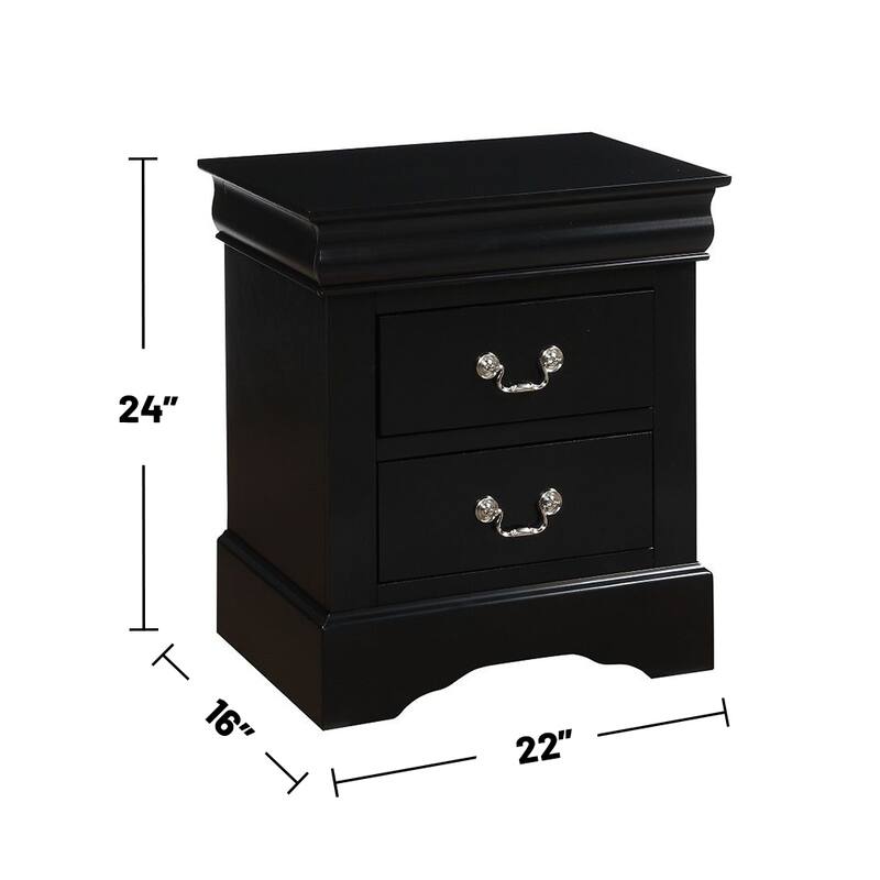 2 Drawers Wooden Nightstand