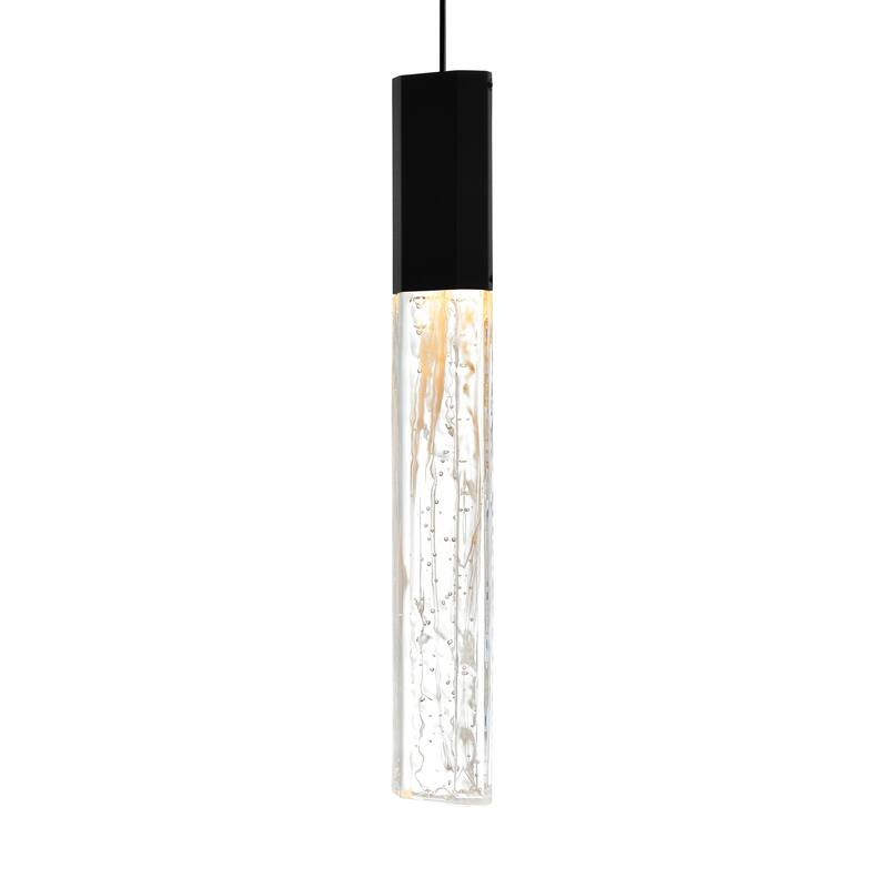 Greta Integrated LED 5in Black Mini Pendant with Handcrafted Glass