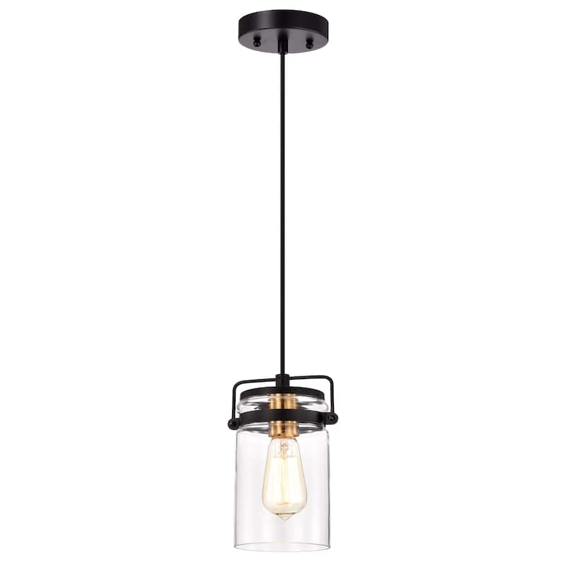 1-light Textured Black Hanging Pendant