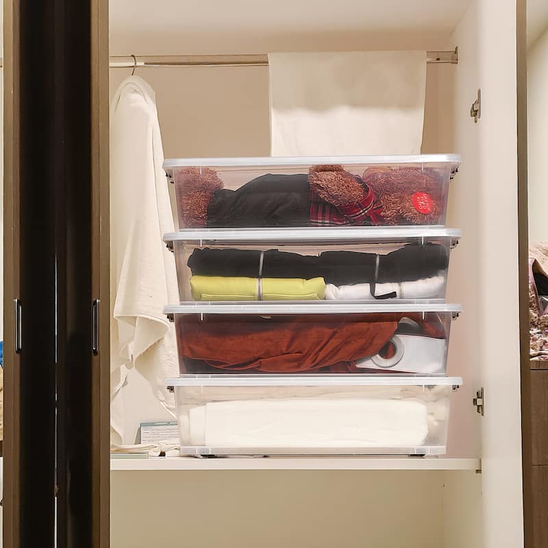 Sorbus Clear Underbed Stackable Storage Bins with Lids and Handles 40qt Capacity Boxes Organizer (Pack of 4)