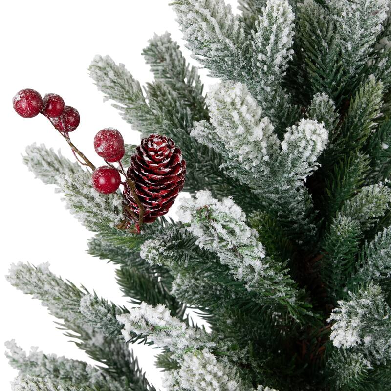 Real Touch™️ Potted Flocked Mini Fir Pine Artificial Christmas Tree - 25" - Unlit - 2 Foot