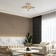 preview thumbnail 4 of 8, Modern Gold 3-Light Square Shape Semi Flush Mount Foyer Kitchen Ceiling Lights - 12.5" L x 12.5" W x 11.5" H
