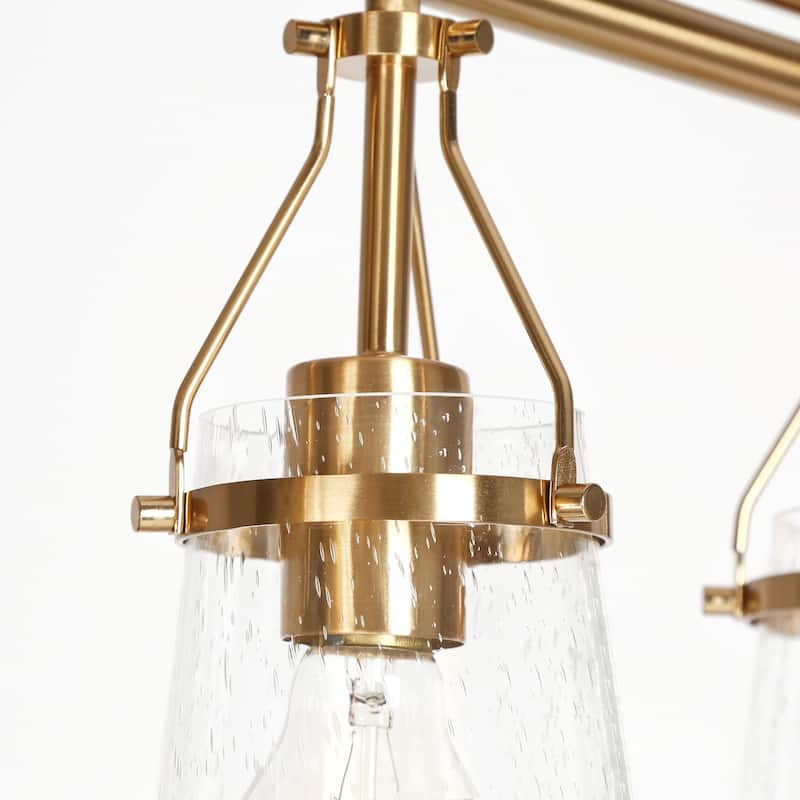Haye Modern Gold Brass 5-Light Chandelier Seeded Glass Kitchen Island Lights for Dining Room - L37.8" x W 5.3" x H16.5"