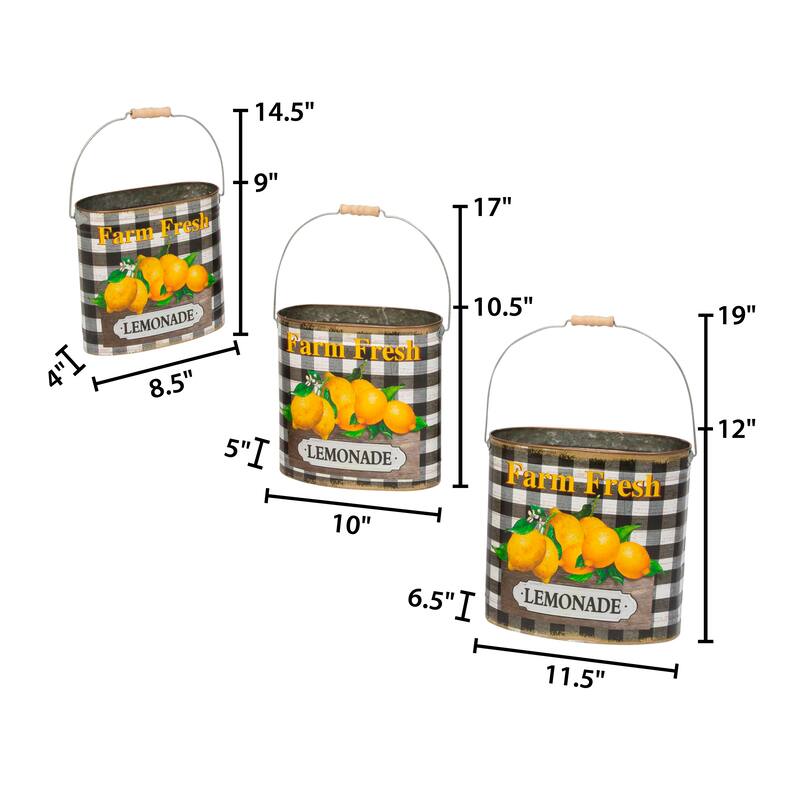 Nesting Metal Farmhouse Style Lemon Buckets