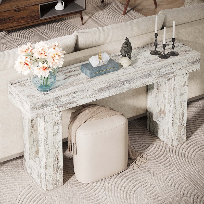 Farmhouse Console Table, 63-Inch Long Narrow Sofa Table Behind The Couch