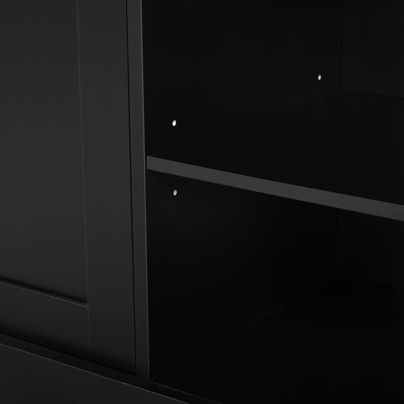 Arched Entertainment Center Wall Unit with Bookshelf & Storage Cabinet, TV Stand Media Console for TVs Up to 70"