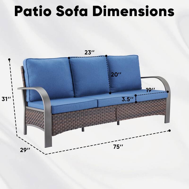 Outdoor Sofa with 2 Swivel Chairs, 2 Patio Chairs and 2 Ottomans