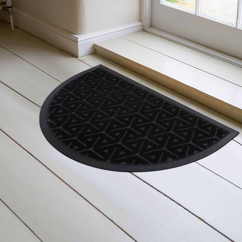 Half-Round Door Mat Heavy Duty Non-Slip Low Profile 30x18 In