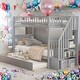 preview thumbnail 1 of 23, Modern Twin Over Twin Bunk Bed With Trundle And 4 Storage Side Shelves,3 Separate Beds for Bedroom Grey