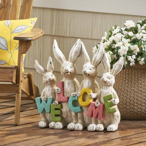 Broadus Outdoor Rabbit Family Garden Statue by Christopher Knight Home