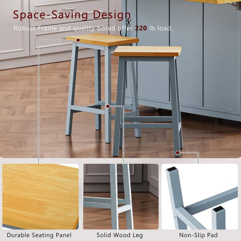 Large Kitchen Island with Drop Leaf,Power Outlet,Door Internal Storage Rack,3 Drawers(Not include bar stools) - N/A