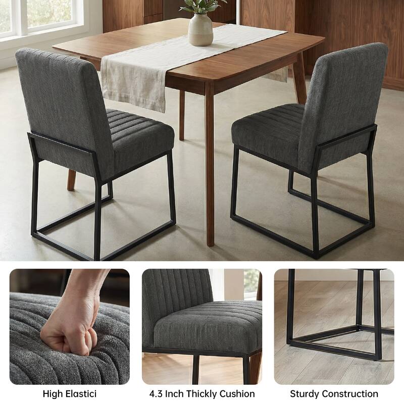 Mid Century Modern Dining Chair with Black Metal Legs