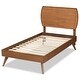preview thumbnail 4 of 8, Aimi Mid-Century Walnut Brown Finished Wood Twin Size Platform Bed