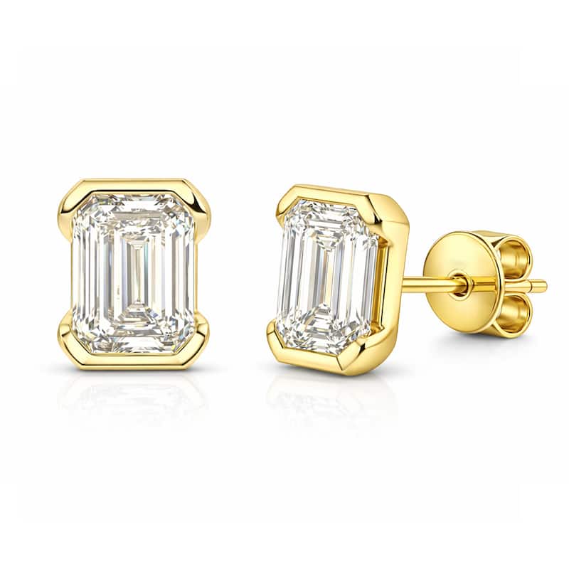 Auriya 14k Gold Lab Grown Emerald Diamond Stud Earrings 0.50 to 8.00 ct. tw. Push-Back (F-G VS) - White - Yellow - 8