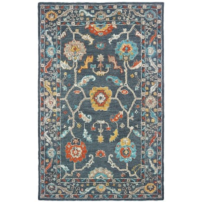 Style Haven Sunnyside Floral Hand-tufted Wool Blue/ Gold Area Rug