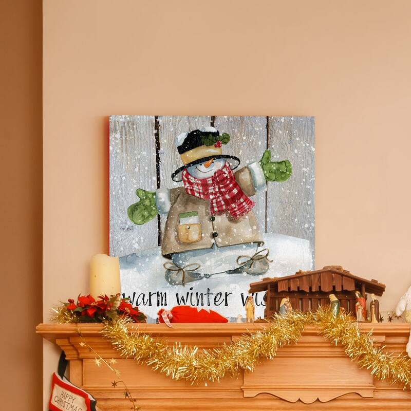 Winter Wishes Snowman-Premium Gallery Wrapped Canvas - Ready to Hang