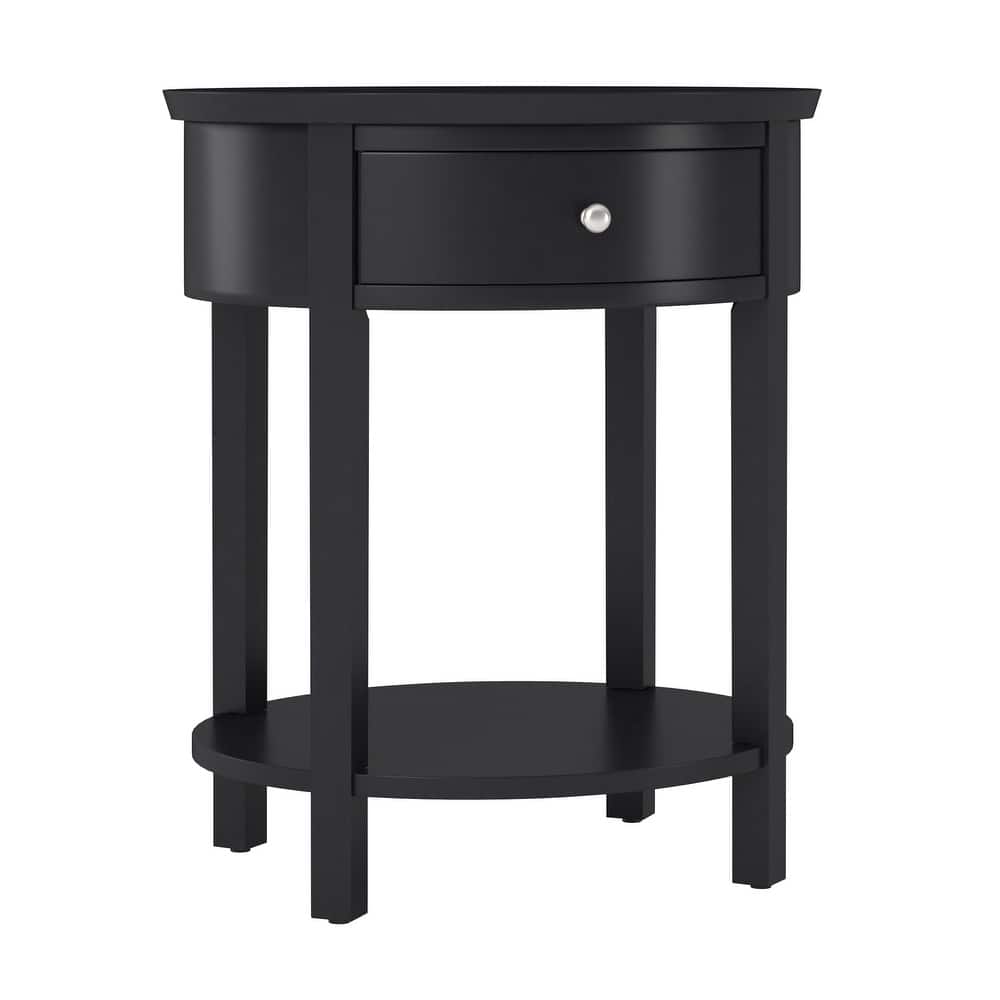 Fillmore 1-Drawer Oval Wood Shelf Accent End Table by iNSPIRE Q Modern