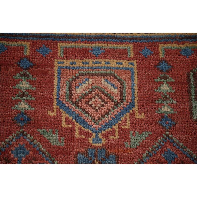 Geometric Red Sirjan Oriental Area Rug Hand-knotted Wool Carpet - 8'0"x 9'10"