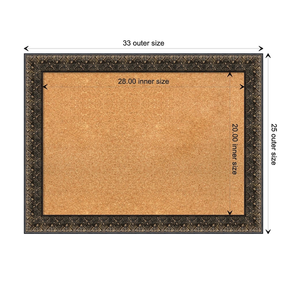 Intaglio Embossed Black Wood Framed Natural Corkboard Bulletin Board