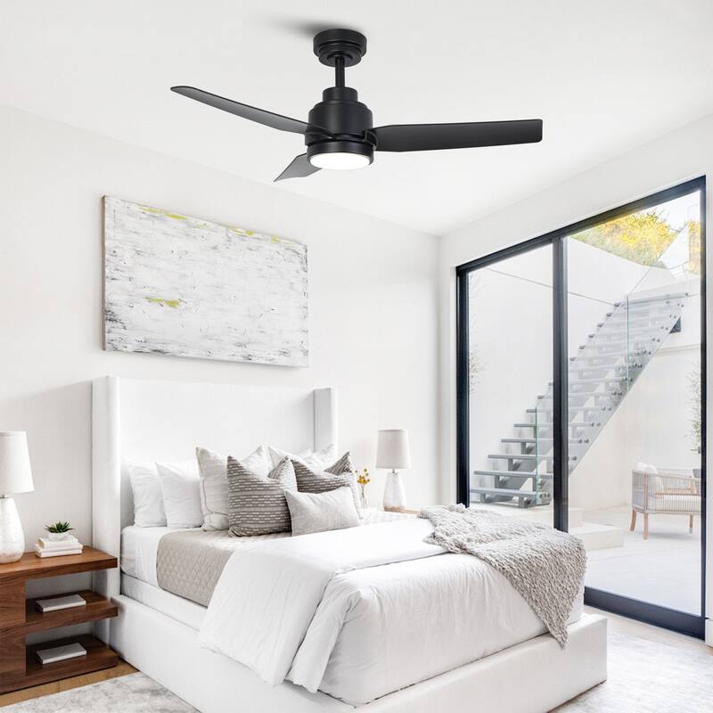 42" Matte Black Industrial ABS 3-Blades Dimmable Ceiling Fan with Remote