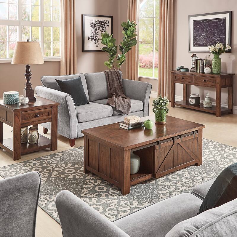 Sheldon Barn Door Coffee Table or Table Set by iNSPIRE Q Classic