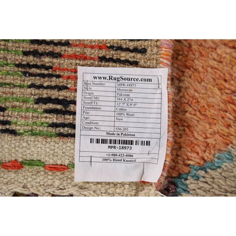 Plush Moroccan Oriental Area Rug Handmade Purple Wool Carpet - 9'0" x 12'7"