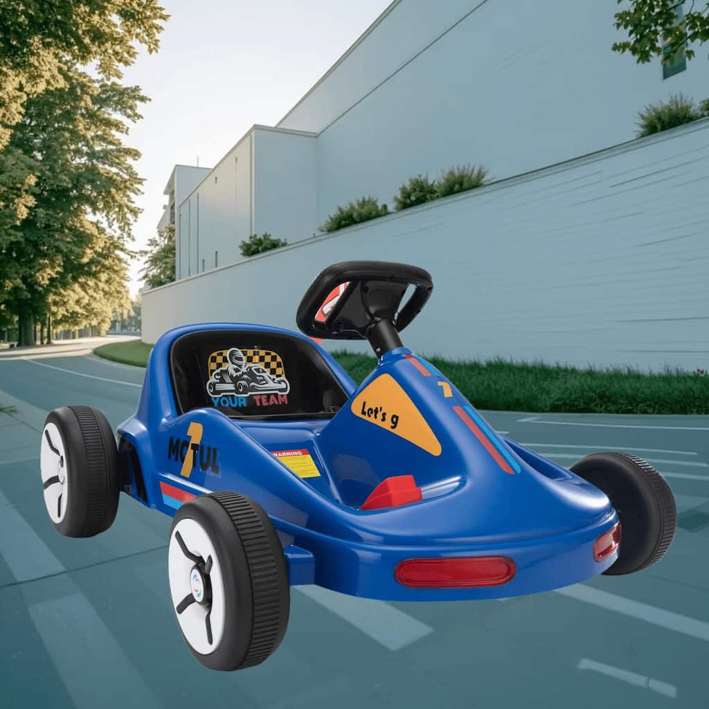 12V Kids Ride-On Go Kart with LED Lights, Bluetooth Music, Pedal Control and Parental Remote Control, For 3-8 Years Old
