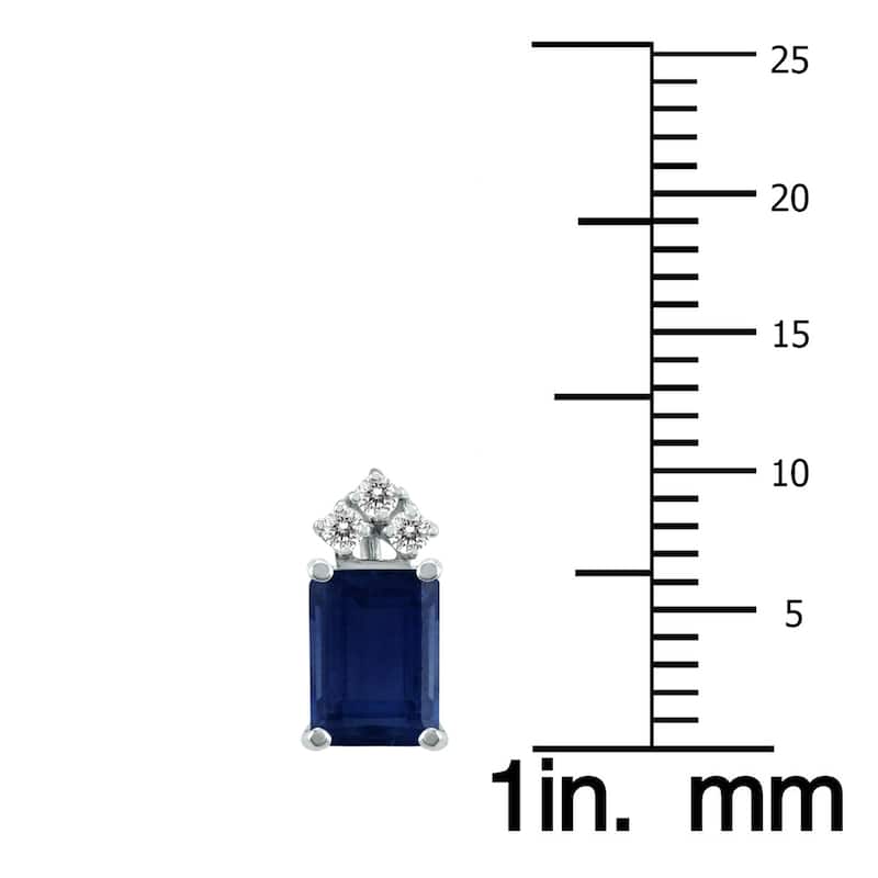 Marquee 14K White Gold 5x3MM Emerald Shaped Sapphire and Diamond Earrings