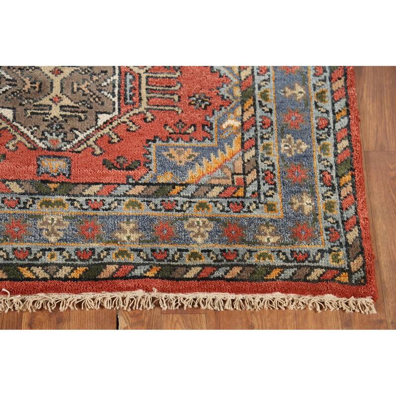 Geometric Khotan Oriental Area Rug Handmade Wool Carpet - 3'11"x 5'11"