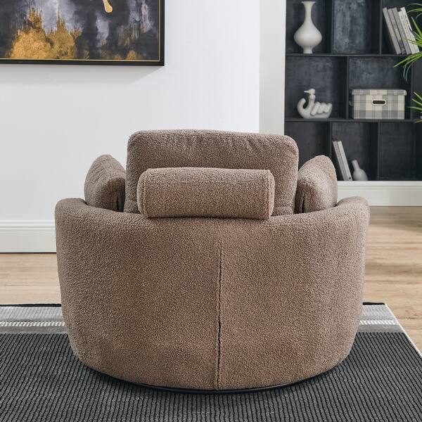 Swivel Barrel Chairs Sofa Circle Loveseat Chairs with Moon Ottoman