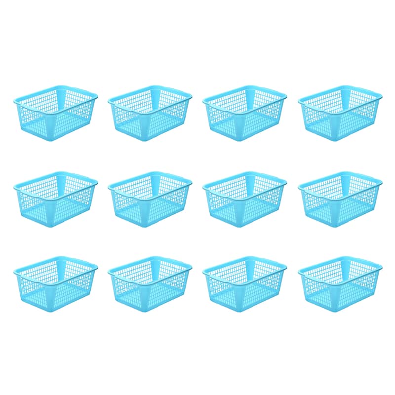 YBM Home Large Plastic Storage Basket for Organizing - Blue - 12 Piece