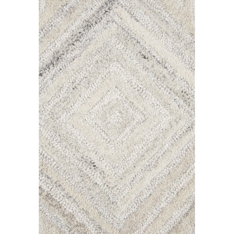 Alora Decor Makalu Hand-tufted Diamond Solid Wool Rug - 3'x5' - Ivory - Rectangle