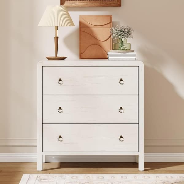 3-Drawer Modern Bedroom Dresser Chest Closet Storage Cabinet Organizer for Bedroom, Living Room, Hallway, Office, White