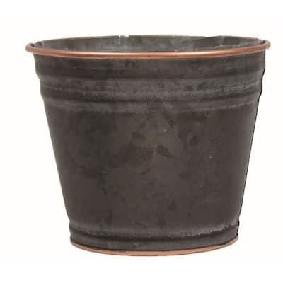 Black With Copper Colored Rim Planter