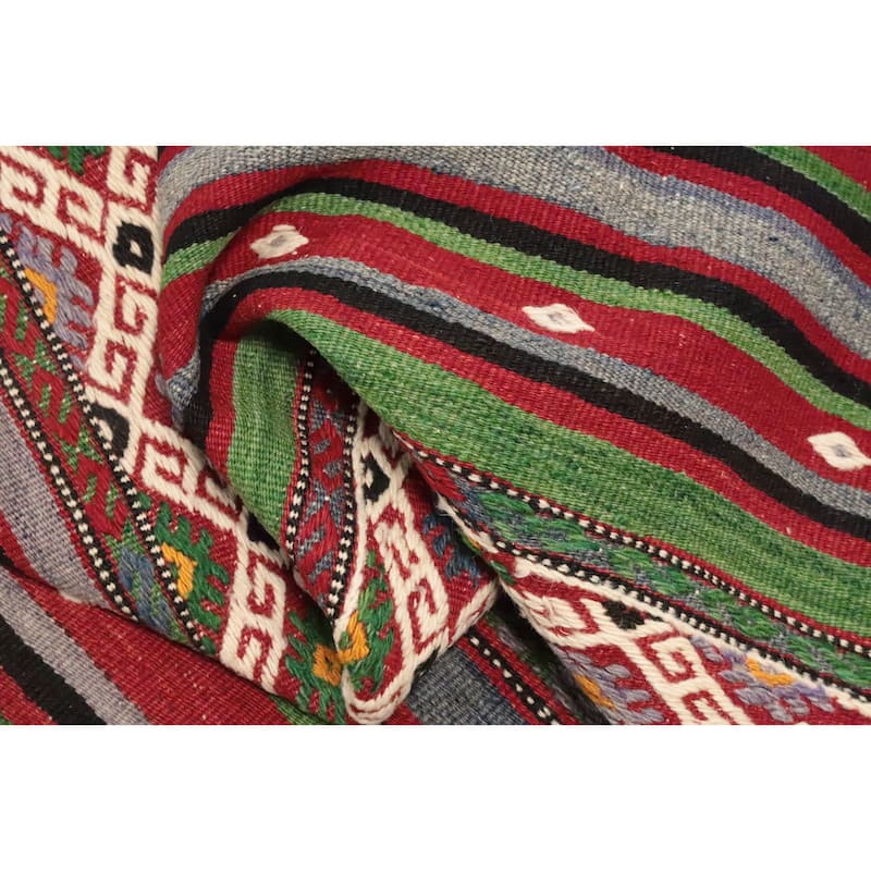 Hand Woven Oriental 100% Wool Carpet Southwestern Tribal Multi-Colored Kilim Area Rug - 7' 4'' X 5' 0''