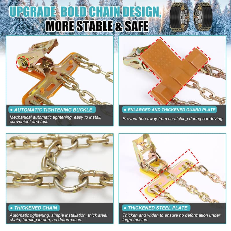 DoCred Tire Chain, Anti Slip Tire Chains, Winter Security Chains - N/A