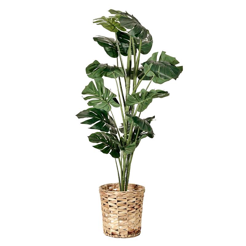 American Art Decor Artificial Faux Tree in White Tapered Ceramic Pot