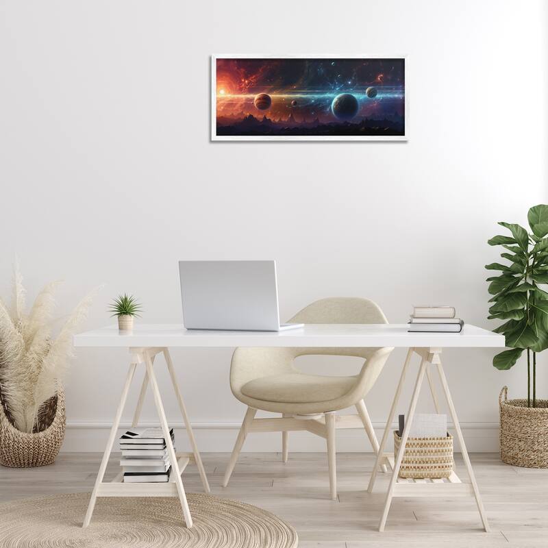Stupell Surreal Planets over Crags Framed Giclee Art Design By Wumples