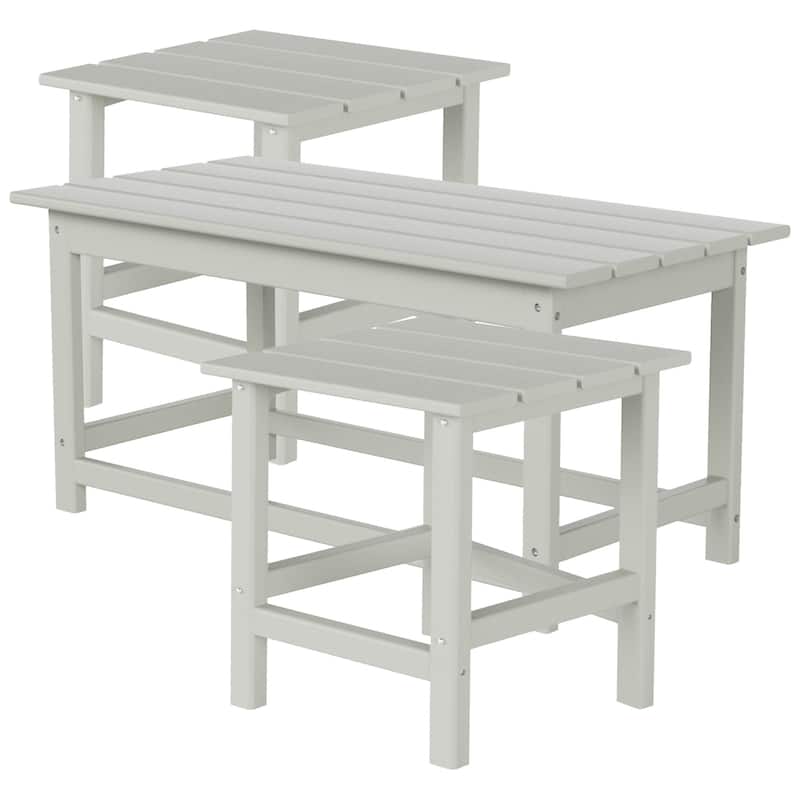 Laguna Hdpe All Weather Outdoor Patio Coffee And Side Tables (3-Piece Set) - Sand