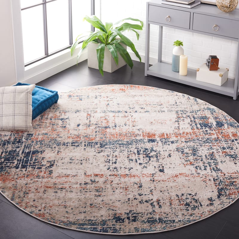 SAFAVIEH Madison Darleen Vintage Rug - 6'7" Round - Blue/Grey